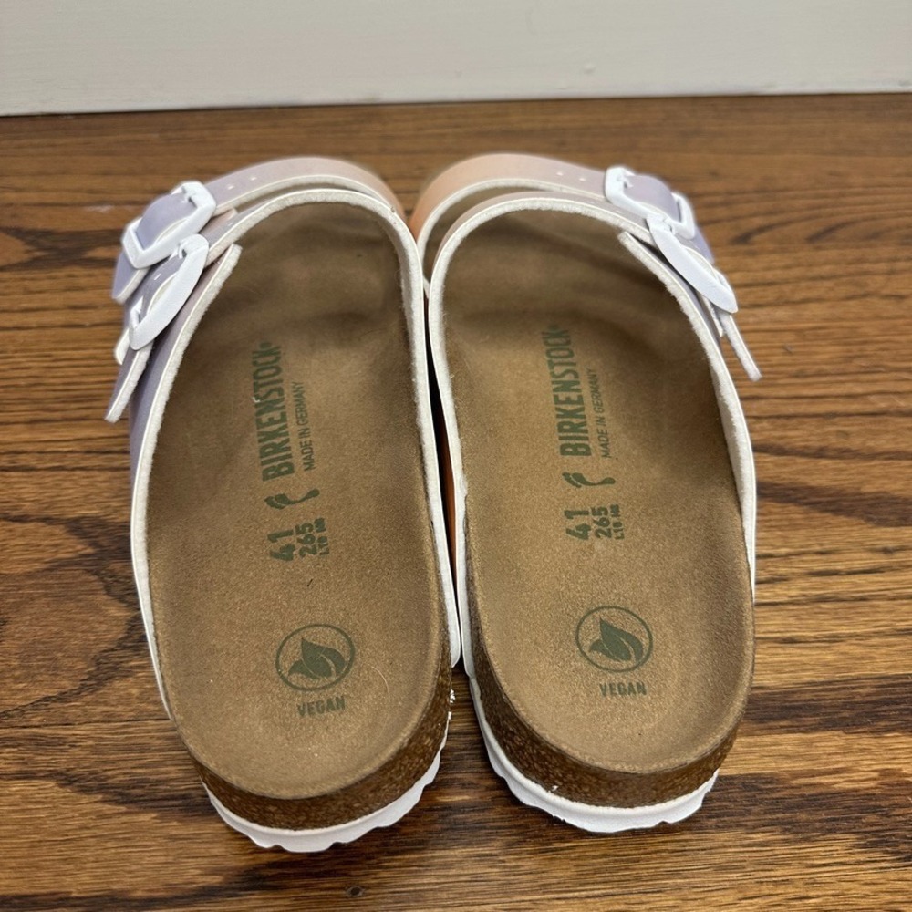 Birkenstock Arizona Softbed Sandals Size 41 US 10 Narrow Vegan Purple Fog Ombre - Picture 3 of 9